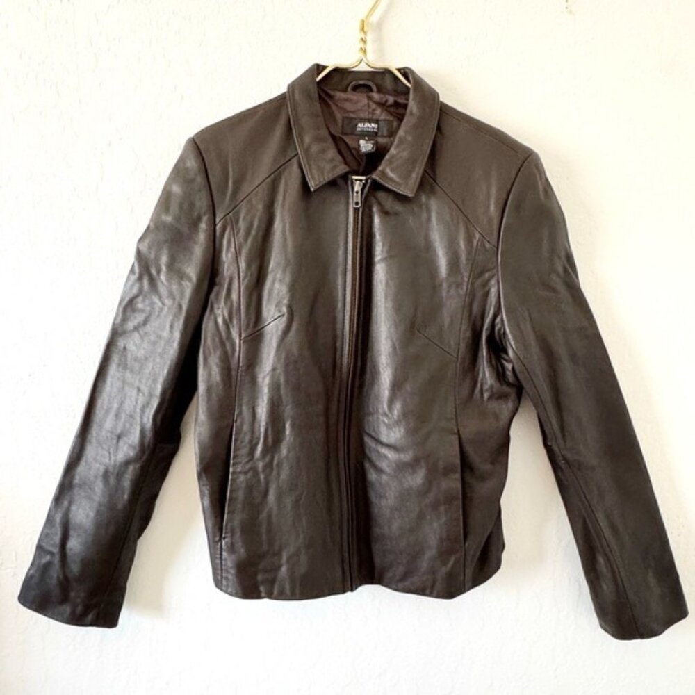 ALFANI 100% Soft Leather dark brown Jacket Large